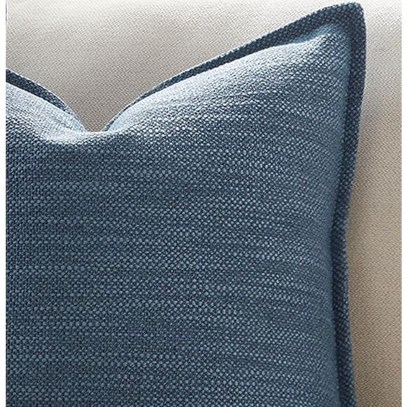 Set of 2 Marine Blue Pillow Covers 18 x 18"Textured Throw Pillow Covers NWOT - Picture 2 of 10